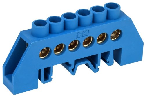 Шина изолированная тип "Стойка" IEK N "ноль" ШНИ-8х12-6-КС-С 6 групп синий картинка 